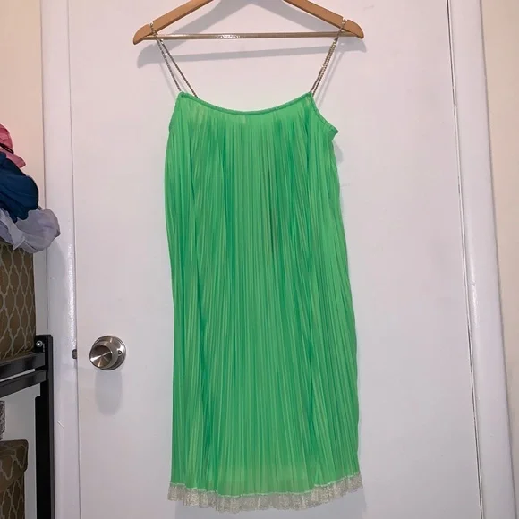 green cami slip dress Leaf Print Vegan Silk Cami Slip Dress in Green Medium main image 1